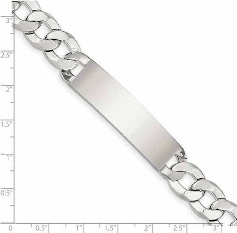 Solid 925 Sterling Silver ID Bracelet Engravable Identification Name Bar Tag - with Secure Lobster Lock Clasp 7.5" (Width = 12mm) in Saudi Arabia