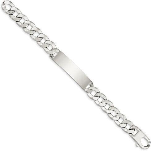 Solid 925 Sterling Silver ID Bracelet Engravable Identification Name Bar Tag - with Secure Lobster Lock Clasp 7.5" (Width = 12mm) in Saudi Arabia
