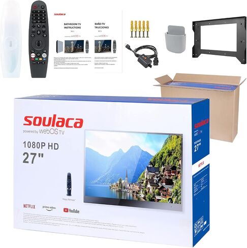 Soulaca 22 inches webOS Bathroom Smart Mirror TV Shower Waterproof IP65 HDTV(ATSC) Tuner Wi-Fi & Bluetooth with Alexa Built-in 2024 in Saudi Arabia