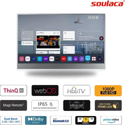 Soulaca 22 inches webOS Bathroom Smart Mirror TV Shower Waterproof IP65 HDTV(ATSC) Tuner Wi-Fi & Bluetooth with Alexa Built-in 2024 in Saudi Arabia