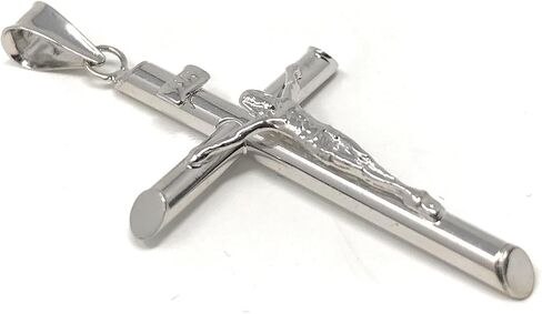 14K White Gold Crucifix Cross Pendant with 1.2mm Singapore Chain Necklace in Saudi Arabia