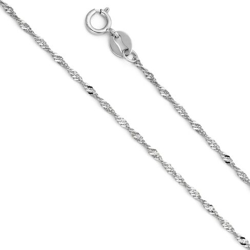 14K White Gold Crucifix Cross Pendant with 1.2mm Singapore Chain Necklace in Saudi Arabia