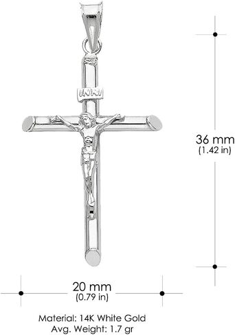 14K White Gold Crucifix Cross Pendant with 1.2mm Singapore Chain Necklace in Saudi Arabia