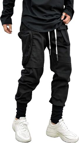 MOKEWEN Men's Jogger Pockets Ankle Athletic Ankle Cargo Pants in Kuwait