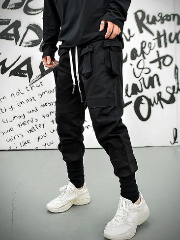 MOKEWEN Men's Jogger Pockets Ankle Athletic Ankle Cargo Pants in Kuwait