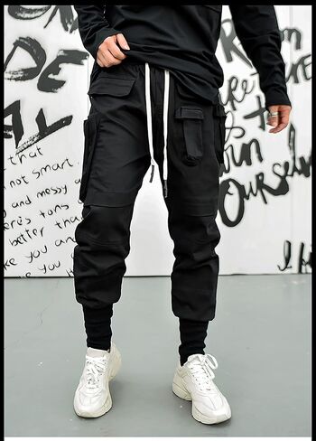 MOKEWEN Men's Jogger Pockets Ankle Athletic Ankle Cargo Pants in Kuwait