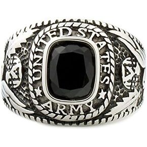 1000 Jewels Hood: Mens 3.0ct Army Simulated Onyx USA Military Signet Ring 316 Stainless Steel, 3153 in Kuwait
