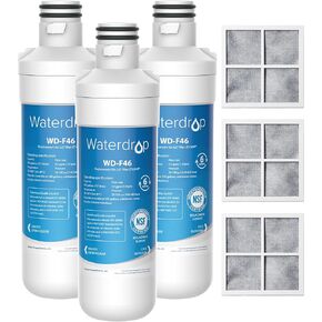 Waterdrop LT1000PC ADQ747935 Refrigerator Water Filter and Air Filter, Replacement for LG® LT1000P®, LMXS28626S, LFXS26973S, LFXS26596S, LFXS28596S, ADQ74793501, ADQ74793502 and LT120F®, 3 Combo in Kuwait