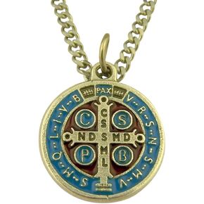 Silver Tone Catholic Patron Saint Medal on Chain, 3/4 Inch in Kuwait