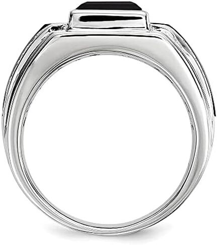 Diamond2Deal 925 Sterling Silver Onyx and Diamond Ring for Men in Saudi Arabia
