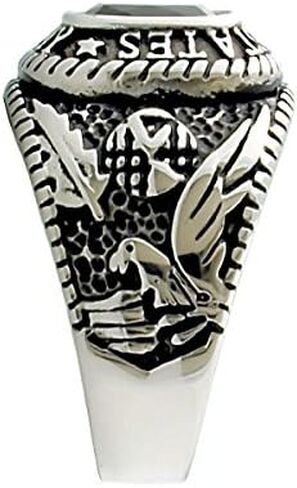 1000 Jewels Hood: Mens 3.0ct Army Simulated Onyx USA Military Signet Ring 316 Stainless Steel, 3153 in Kuwait