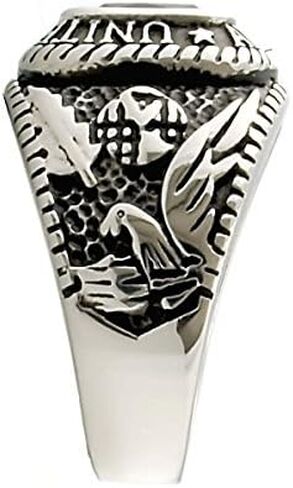 1000 Jewels Hood: Mens 3.0ct Army Simulated Onyx USA Military Signet Ring 316 Stainless Steel, 3153 in Kuwait