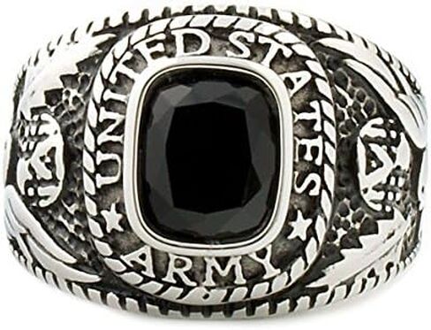 1000 Jewels Hood: Mens 3.0ct Army Simulated Onyx USA Military Signet Ring 316 Stainless Steel, 3153 in Kuwait