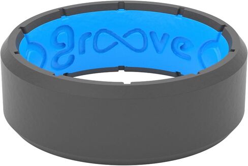 Groove Life Edge Black / Black and Deep Stone Grey / Blue Silicone Ring Loadout Breathable Rubber Wedding Rings for Men, Lifetime Coverage, Unique Design, Comfort Fit Ring - Size 12 in Saudi Arabia