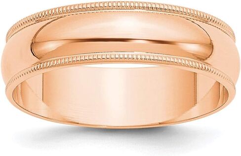 14k Rose Gold 6mm Milgrain Plain Classic Dome Wedding Band Ring in Kuwait