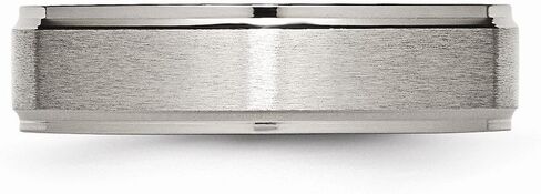 Solid Titanium Ridged Edge 6mm Matte Brushed Finish and Plain Classic Wedding Band Ring in Kuwait