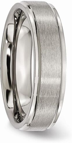 Solid Titanium Ridged Edge 6mm Matte Brushed Finish and Plain Classic Wedding Band Ring in Kuwait