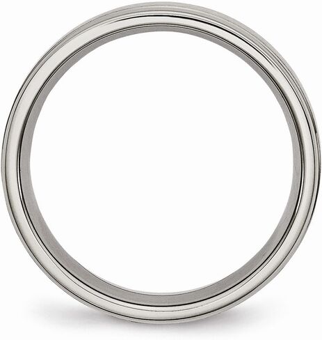 Solid Titanium Ridged Edge 6mm Matte Brushed Finish and Plain Classic Wedding Band Ring in Kuwait