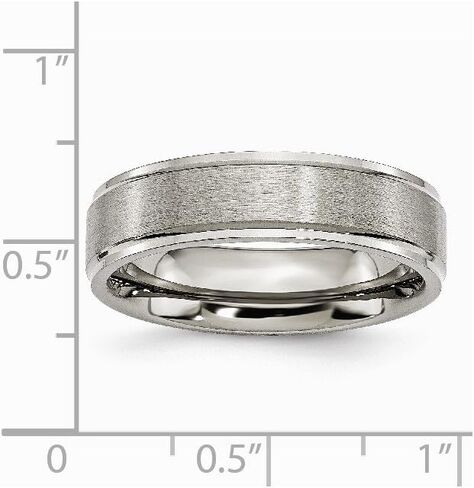 Solid Titanium Ridged Edge 6mm Matte Brushed Finish and Plain Classic Wedding Band Ring in Kuwait