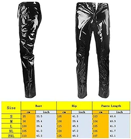 DISKEY Men's PU Faux Leather Pants Casual Long Slim Fit Straight Leg Bliker Pants in Saudi Arabia