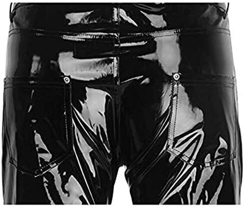 DISKEY Men's PU Faux Leather Pants Casual Long Slim Fit Straight Leg Bliker Pants in Saudi Arabia