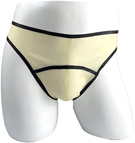MONNIK Transparent and Black Trim Latex Briefs Fashion Rubber Male Shorts Tight G-string Underwear for Bodysuit Cosplay Party in Saudi Arabia