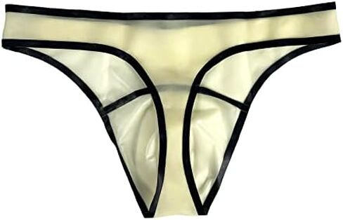 MONNIK Transparent and Black Trim Latex Briefs Fashion Rubber Male Shorts Tight G-string Underwear for Bodysuit Cosplay Party in Saudi Arabia