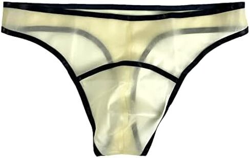 MONNIK Transparent and Black Trim Latex Briefs Fashion Rubber Male Shorts Tight G-string Underwear for Bodysuit Cosplay Party in Saudi Arabia