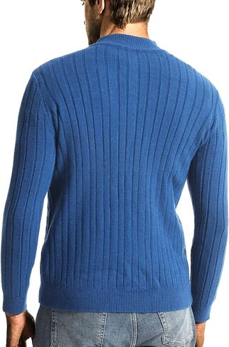 Surenow Men's Quarter-Zip Sweater Cable Knit Crew Neck Pullover Sweater Slim Fit Soft Thicken Casual Polo Sweaters for Men in Saudi Arabia
