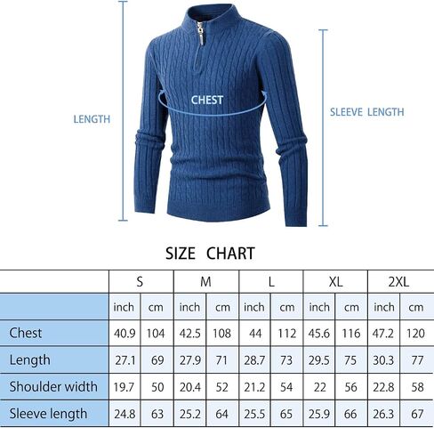Surenow Men's Quarter-Zip Sweater Cable Knit Crew Neck Pullover Sweater Slim Fit Soft Thicken Casual Polo Sweaters for Men in Saudi Arabia