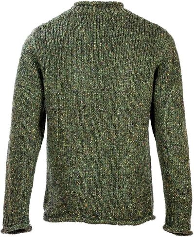 Aran Woollen Mills Irish Roll-Neck Green Fisherman Sweater for Men in Kuwait
