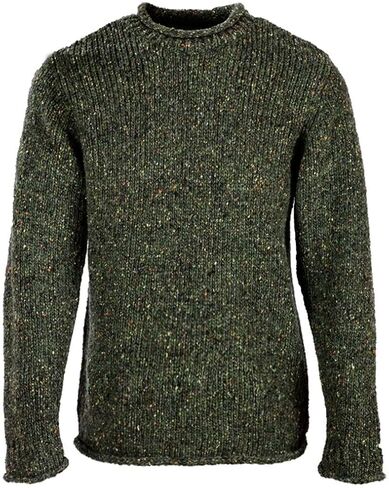 Aran Woollen Mills Irish Roll-Neck Green Fisherman Sweater for Men in Kuwait