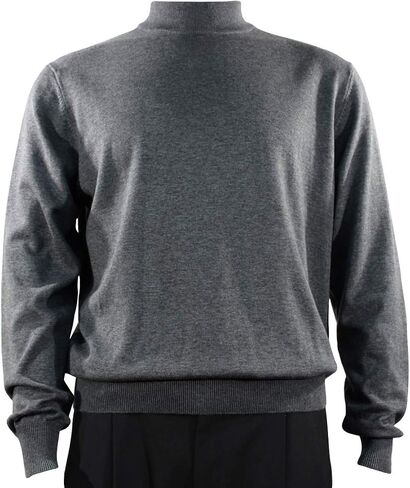 Bassiri Mock Neck, Full Cut, Long Sleeve. Knit Men's Dark Grey Sweater in Saudi Arabia
