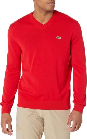 Lacoste Men's Long Sleeve V Neck Cotton Jersey Sweater in Kuwait