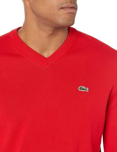 Lacoste Men's Long Sleeve V Neck Cotton Jersey Sweater in Kuwait