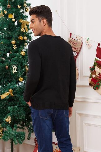 VENTELAN Men's Ugly Christmas Sweater Funny Santa Xmas Crew Neck Sweaters in Kuwait