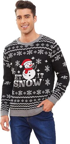 VENTELAN Men's Ugly Christmas Sweater Funny Santa Xmas Crew Neck Sweaters in Kuwait