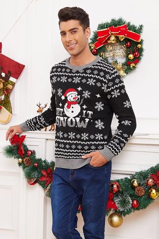 VENTELAN Men's Ugly Christmas Sweater Funny Santa Xmas Crew Neck Sweaters in Kuwait