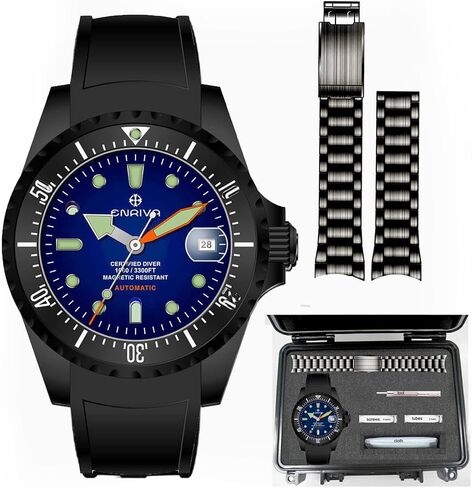 ENRIVA Men's Automatic Pro Dive Mens Watch Rotating Ceramic Bezel Diving Watches Self-Wind Professional Diver Watches for Men in Saudi Arabia