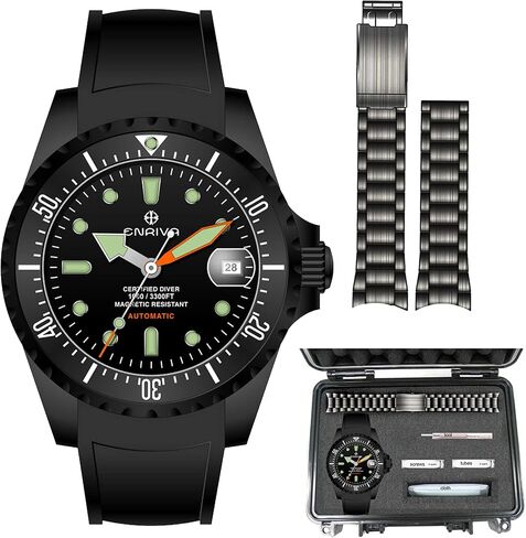ENRIVA Men's Automatic Pro Dive Mens Watch Rotating Ceramic Bezel Diving Watches Self-Wind Professional Diver Watches for Men in Kuwait
