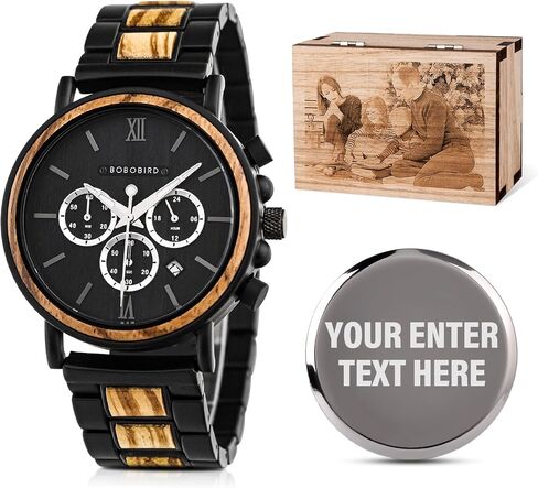 Mens Personalized Engraved Wooden Watches Custom Anniversary Birthday Wooden Watches for Him Husband Boyfriend Dad Son Christmas Watch in Kuwait