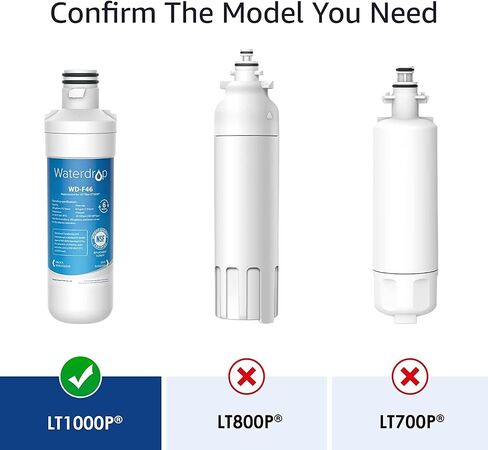 Waterdrop LT1000PC ADQ747935 فلتر مياه الثلاجة وفلتر الهواء، بديل لـ LG® LT1000P®، LMXS28626S، LFXS26973S، LFXS26596S، LFXS28596S، ADQ74793501، ADQ74793502 وLT120F®، 3 كومبو in Saudi Arabia