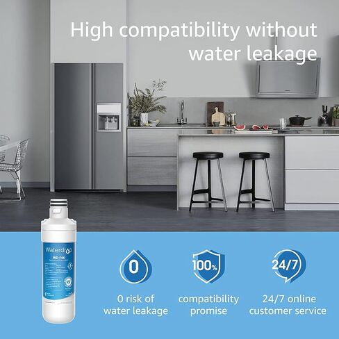 Waterdrop LT1000PC ADQ747935 فلتر مياه الثلاجة وفلتر الهواء، بديل لـ LG® LT1000P®، LMXS28626S، LFXS26973S، LFXS26596S، LFXS28596S، ADQ74793501، ADQ74793502 وLT120F®، 3 كومبو in Saudi Arabia