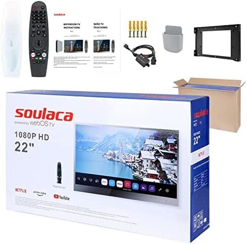 Soulaca 32 بوصة مرآة سحرية 4K LED تلفزيون ذكي للحمام مقاوم للماء واي فاي ATSC موالف التحكم الصوتي المدمج في Alexa webOS 2023 نموذج جديد in Kuwait