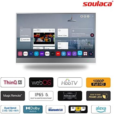Soulaca 32 بوصة مرآة سحرية 4K LED تلفزيون ذكي للحمام مقاوم للماء واي فاي ATSC موالف التحكم الصوتي المدمج في Alexa webOS 2023 نموذج جديد in Kuwait