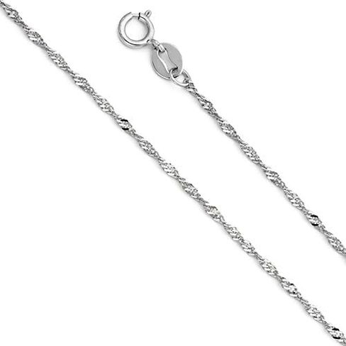 14K White Gold Crucifix Cross Pendant with 1.2mm Singapore Chain Necklace in Saudi Arabia