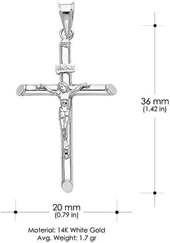 14K White Gold Crucifix Cross Pendant with 1.2mm Singapore Chain Necklace in Saudi Arabia