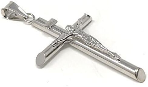 14K White Gold Crucifix Cross Pendant with 1.2mm Singapore Chain Necklace in Saudi Arabia