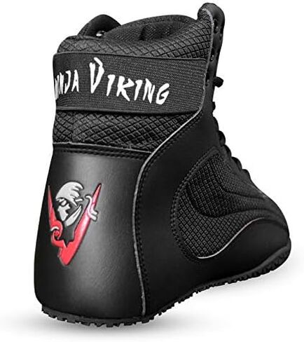 Ninja Viking Wrestling Shoes for Men and Women, Top Combat Speed Mens Weightlifting, Powerlifting, Workout, MMA, Boxing Boots, Lightweight, Easy to Wear, Non Slip Red and Black Shoe in Saudi Arabia
