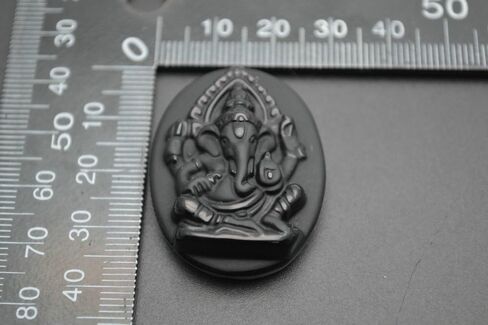 Buty-Bzi Natural Black Obsidian Carved Elephant Ganesha Stone Pendant in Saudi Arabia